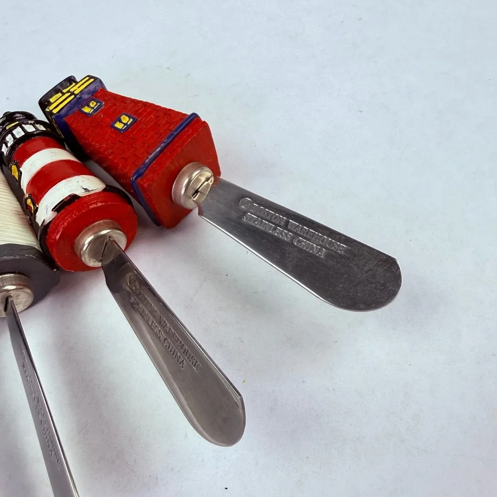Boston Warehouse Lighthouse Cheese Spreader Set 4 Stainless Steel Nautical Decor